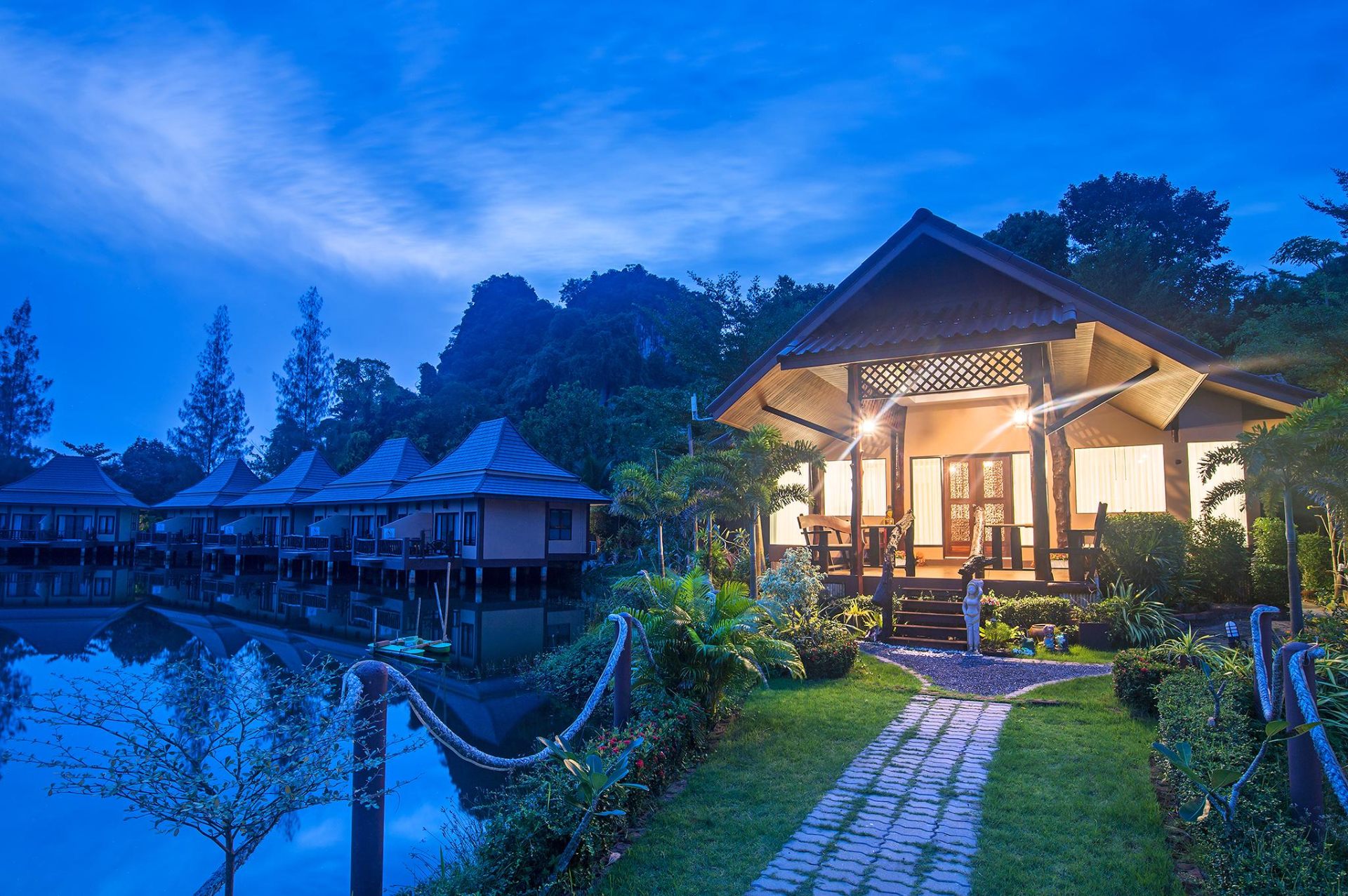 Poonsiri Resort lagoon at twilight, Ao Nang