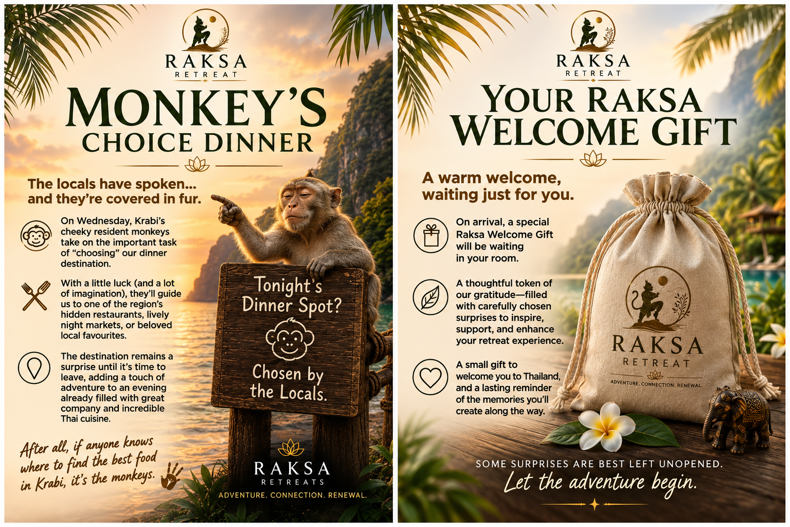 The Raksa Difference — Monkey's Choice Dinner and Your Raksa Welcome Gift